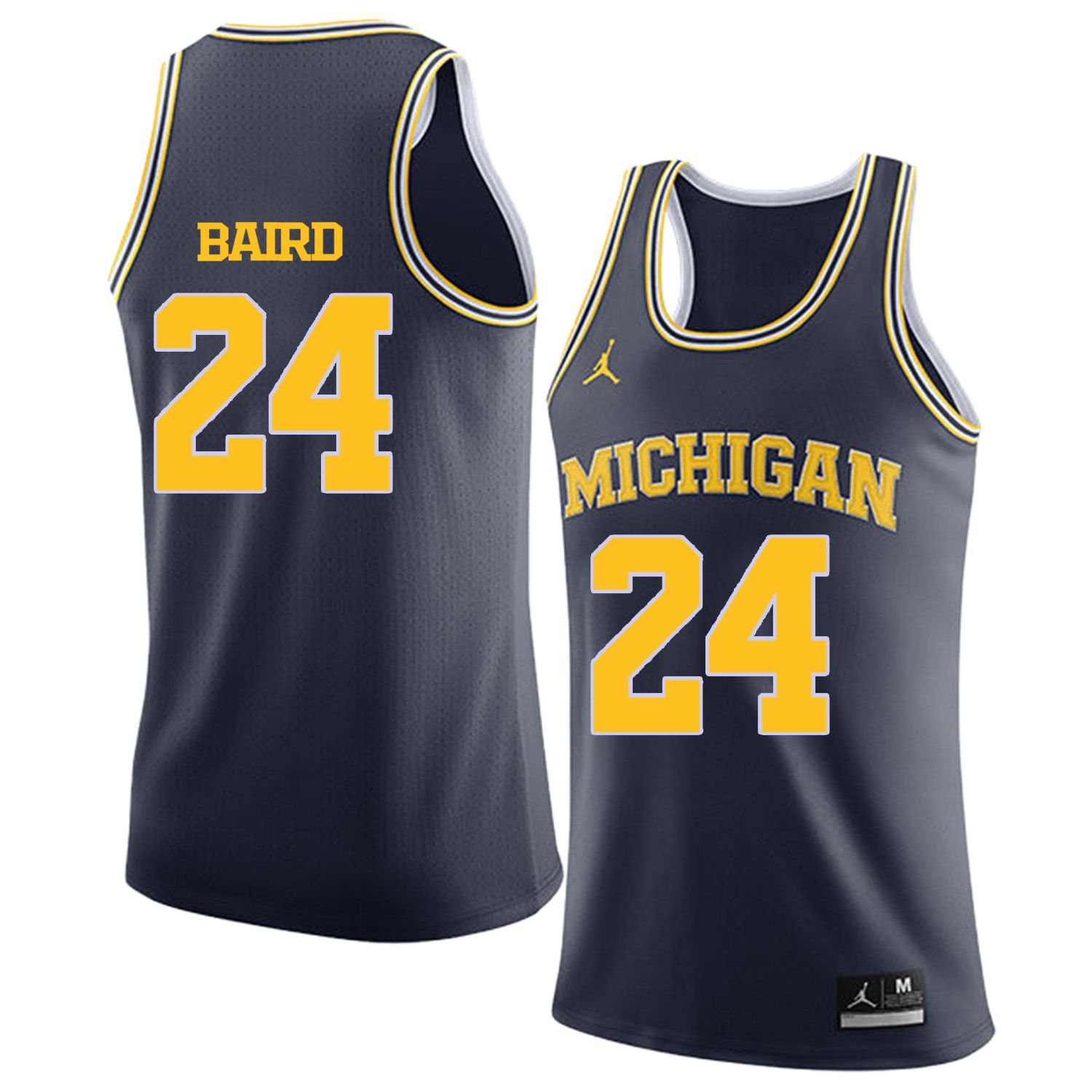 Men Jordan University of Michigan Basketball Navy #24 Baird Customized NCAA Jerseys->customized ncaa jersey->Custom Jersey